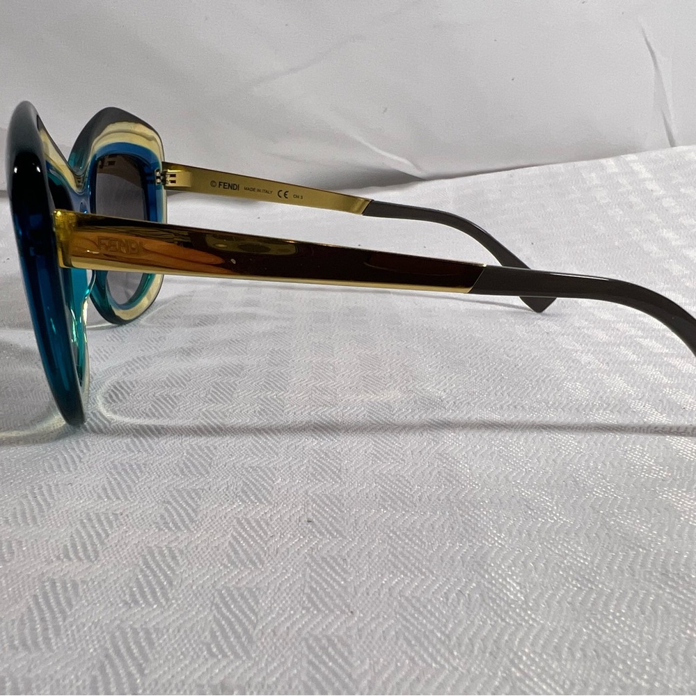 5012: Fendi FF0029/S Blue Gold Oversized Sunglasses Italy - Picture 4 of 8